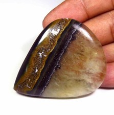 Poire cabochon bio prehnite en vrac 123 cts pierre précieuse jaune marron nat...
