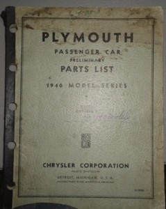 1940 Plymouth Parts List Catalog P 9 and 10 Preliminary | eBay