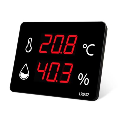 Temper Humidity Meter Indoor Instrument Wall LED Screen Clock Industrial