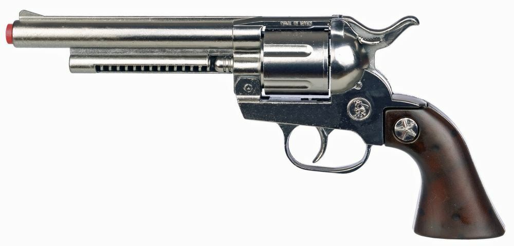 Cowboy Revolver 12 Schuss Metall Pistole Kinder Waffe Spiel Knarre Deko Western