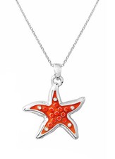 Sealife Theme Orange Starfish Pendant Necklace for Women