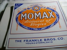 MOMAX-YOUNGSTOWN,OHIO-VINTAGE-INNER CIGAR BOX -LABEL 