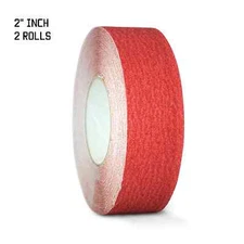 2 Rolls Red Non Skid Tape - 2" X 60FT Adhesive - 60 Grit - Red Anti Slip