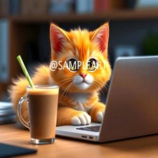 Digital Image Picture Wallpaper Background Desktop AI Art - Orange Tabby Cat