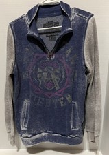 Women  s American Fighter Quarter Zip Pullover Lightweight Sweatshirt Distressed