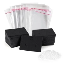 100 Pc Earring Card with 100Pcs Self Adhesive Bags for Earrings Jewelry Display
