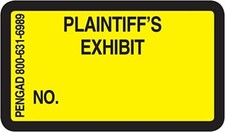 PLAINTIFF'S EXHIBIT NO, 7/8 X 1-1/2 inches, 240 labels per pack ,Yellow stickers