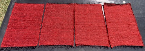 4pc Jim Thompson Silk Thailand Placemats Red Black NEW - Picture 4 of 12