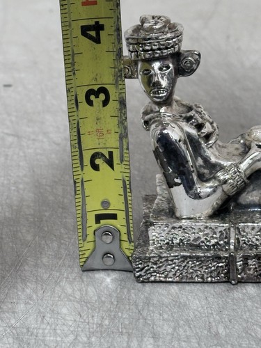 Vintage Chac Mool Statue Aztec Mayan Ancient God Marked 925 Sterling Silver - Picture 10 of 14