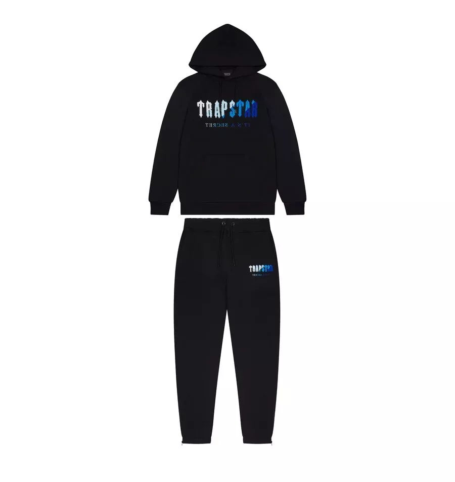 TRAPSTAR CHENILLE DECODED HOODIE TRACKSUIT BLACK ICE FLAVOURS