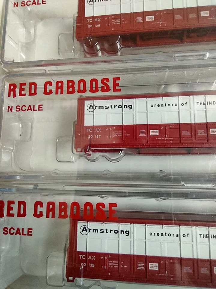 N Scale Train Lot Of 12 Red Caboose TCAX Armstrong Thrall 54' Boxcars 6 Dif#💫T1 - Image 4 of 4
