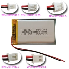 3.7V 800mAh Rechargeable Polymer Li Battery 553048 2Pin JST-PH 1.0 1.25 1.5 2.54