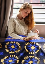 VERY NICE American Made Patchwork Stars with Flying Geese borders FINISHED QUILT