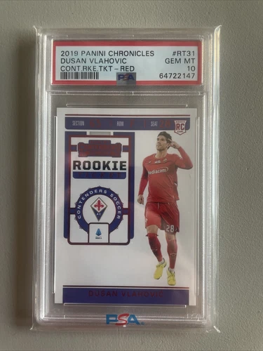 2019 Panini Chronicles Dusan Vlahovic Contenders RC Rookie Ticket Red PSA 10