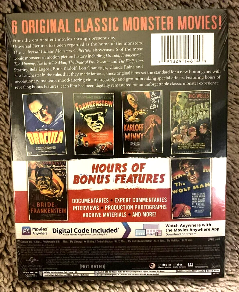 Universal Classic Monsters Collection BD Blu-ray Lenticular Slipcover NEW/SEALED - Image 2 of 2