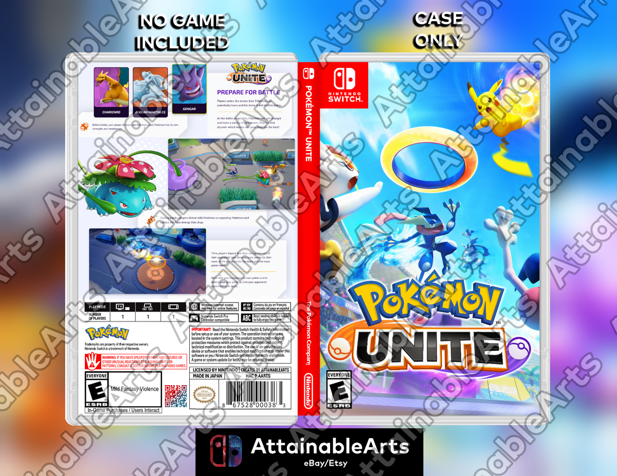 Pokémon UNITE: Game Case/Custom Cover (Nintendo Switch, 2021) NO