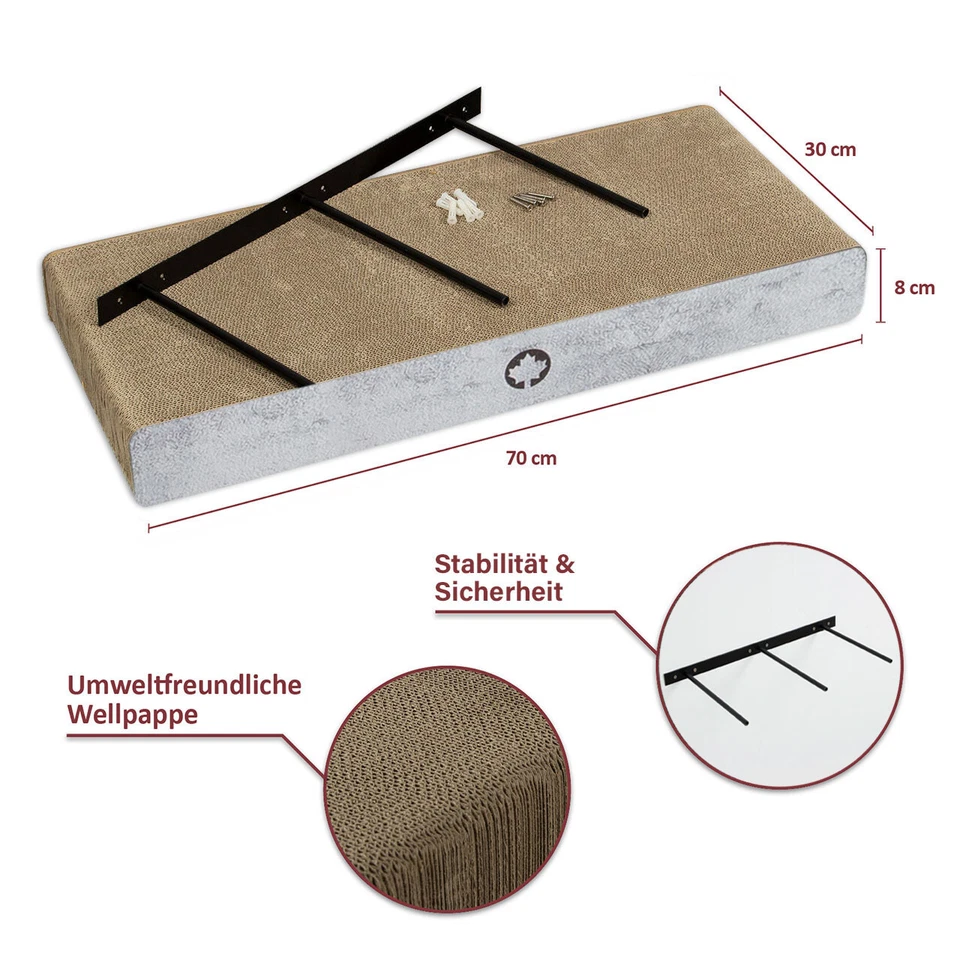 Kratzbrett mit verdeckter Wandbefestigung CLOUD Kratkarton Kratzpappe für Katzen - Bild 4 von 4