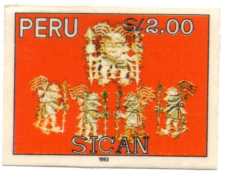 Sican Culture Ancient art in gold, self adhesive, Perú 1993, accept offers