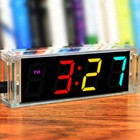 DC 5V LED Electronic Clock Kit DIY 4-Bit Digital Tube Multicolor with Clear Case