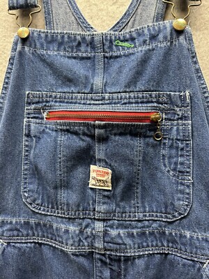 Pointer Brand Bib Overalls Mens 42X28 Blue Denim Carpenter Farm