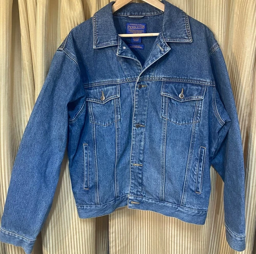 Pendleton High Grade Western Wear Wool Panel Aztec Denim Jacket Large