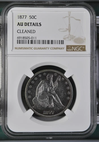 1877 Seated Liberty Half Dollar 50c - NGC AU Details Cleaned