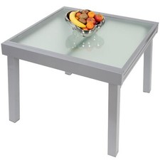 Table à rallonge Table de Jardin Plateauen Verre Diplomat 90-180 cm ib style® 