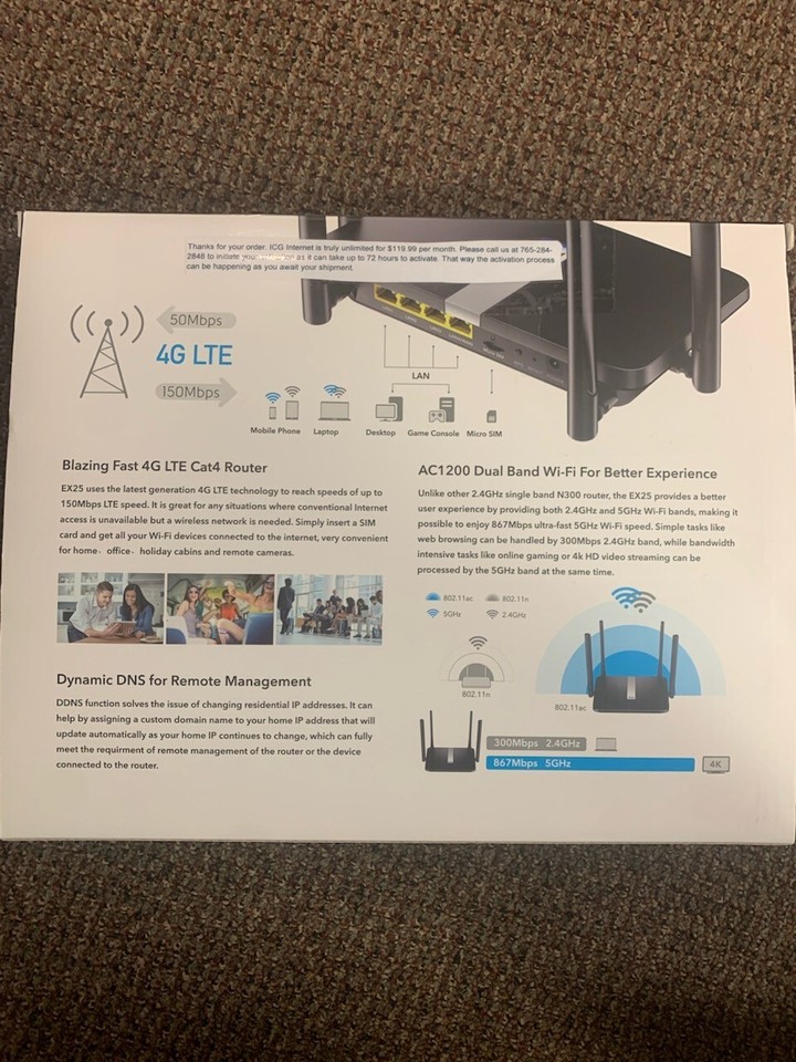 PLEX 4g LTE AC1200 Dual Band Wi-Fi Router - AT&T Unlimited Data for ...