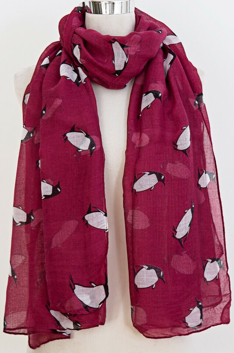 Penguin Print Women's Scarf Oversized By London Scarfs | eBay UK
