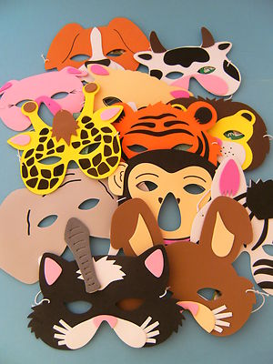 1 Maske f Kindergeburtstag Karneval Fasching Tier Tiere Masken Moosgummi Theater