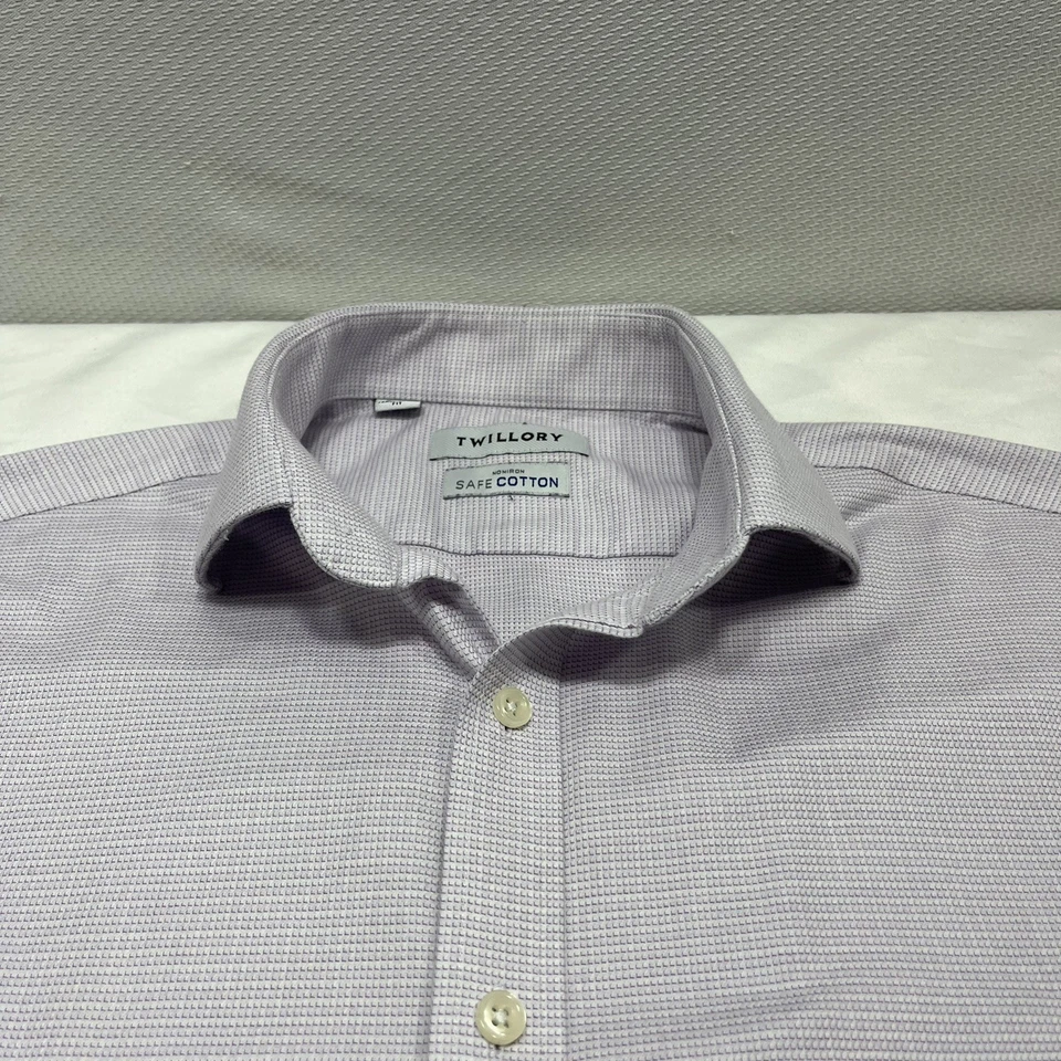 Camisa de vestir Twillory para hombre 16, 34/35 rosa blanca algodón seguro sin planchar manga larga Foto 2 de 4