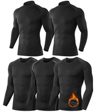 TELALEO 5 Pack Men's Thermal Compression Shirts Long Sleeve Turtle Mock Neck ...