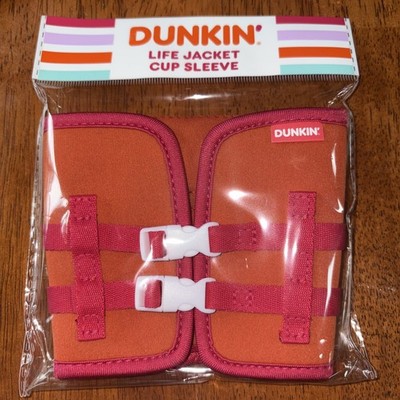 Dunkin Donuts Life Jacket Koozie Cup Cooler Sleeve RARE NEW HARD TO FIND