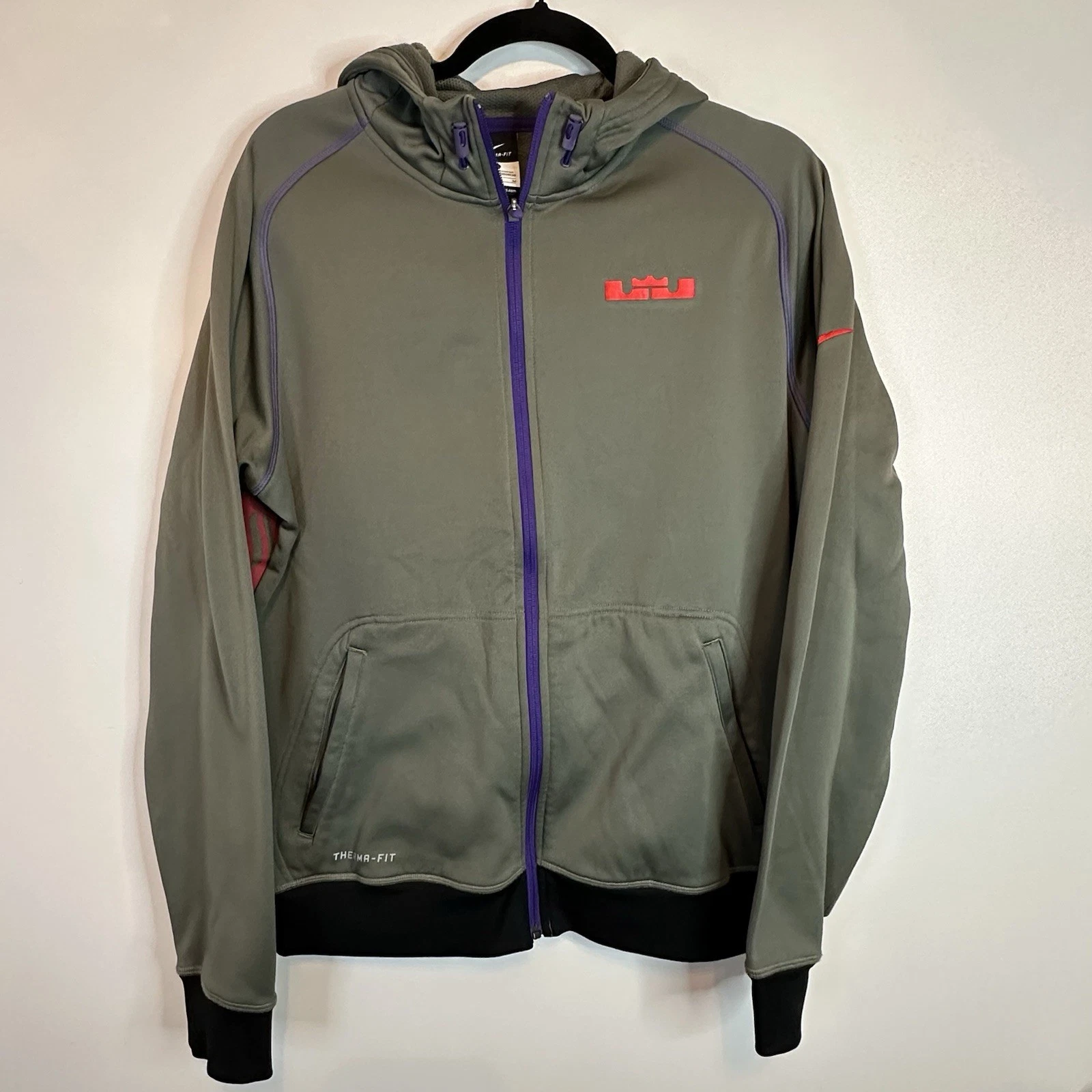 Y2K Nike LeBron James Jacket Therma-Fit Full Zip Fleece Hoodie King Gray Mens M