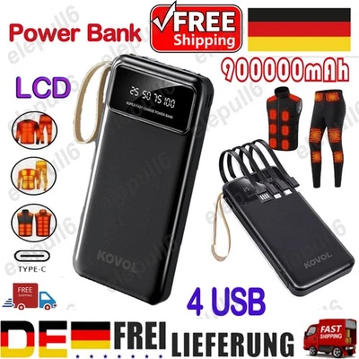 MARKENLOS 4USB 90000mAh Power Bank Schnellladung für beheizte Weste Jacke Batteriepack DHL
