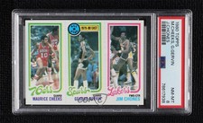 1980-81 Topps Maurice Cheeks George Gervin Jim Chones #136-11-178 PSA 8 HOF e3v