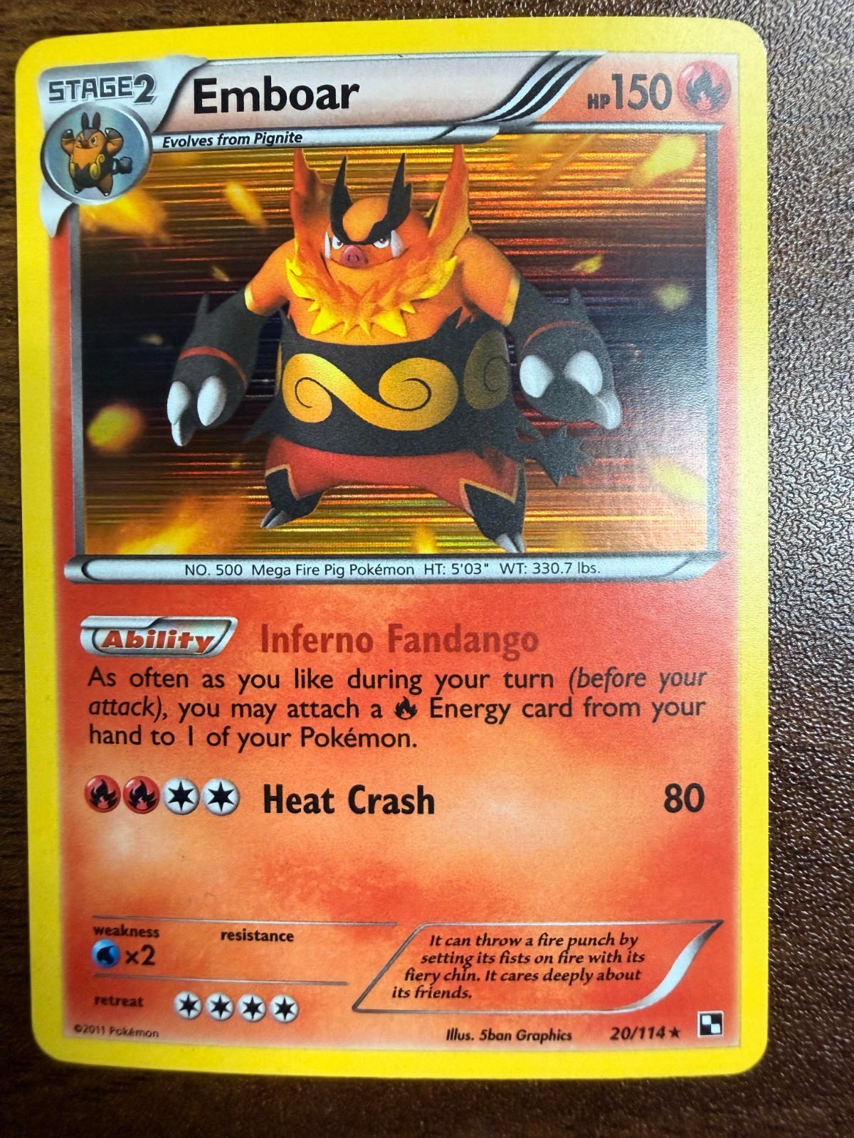 Emboar (20) Holo Holo Rare Black and White 20/114 NM