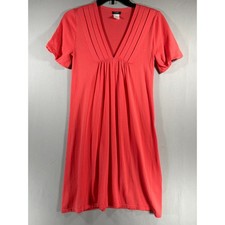 J.Crew Womens Coral Pink Cotton Pintuck V-Neck Empire Waist Knit Dress XS