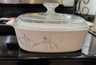Vintage CorningWare Shadow Iris   Casserole Dish By Pyrex A-2-B With Glass Lid