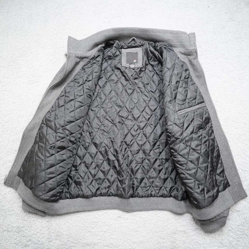 Wool Bomber Jacket Mens XL Gray Full Zip Quilted Heavy J. Ferrar - Image 3 of 4