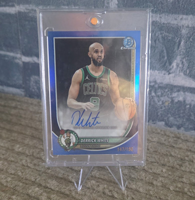 Topps 2025-26 Bowman Chrome Autographs Derrick White Blue Refractor Auto /150