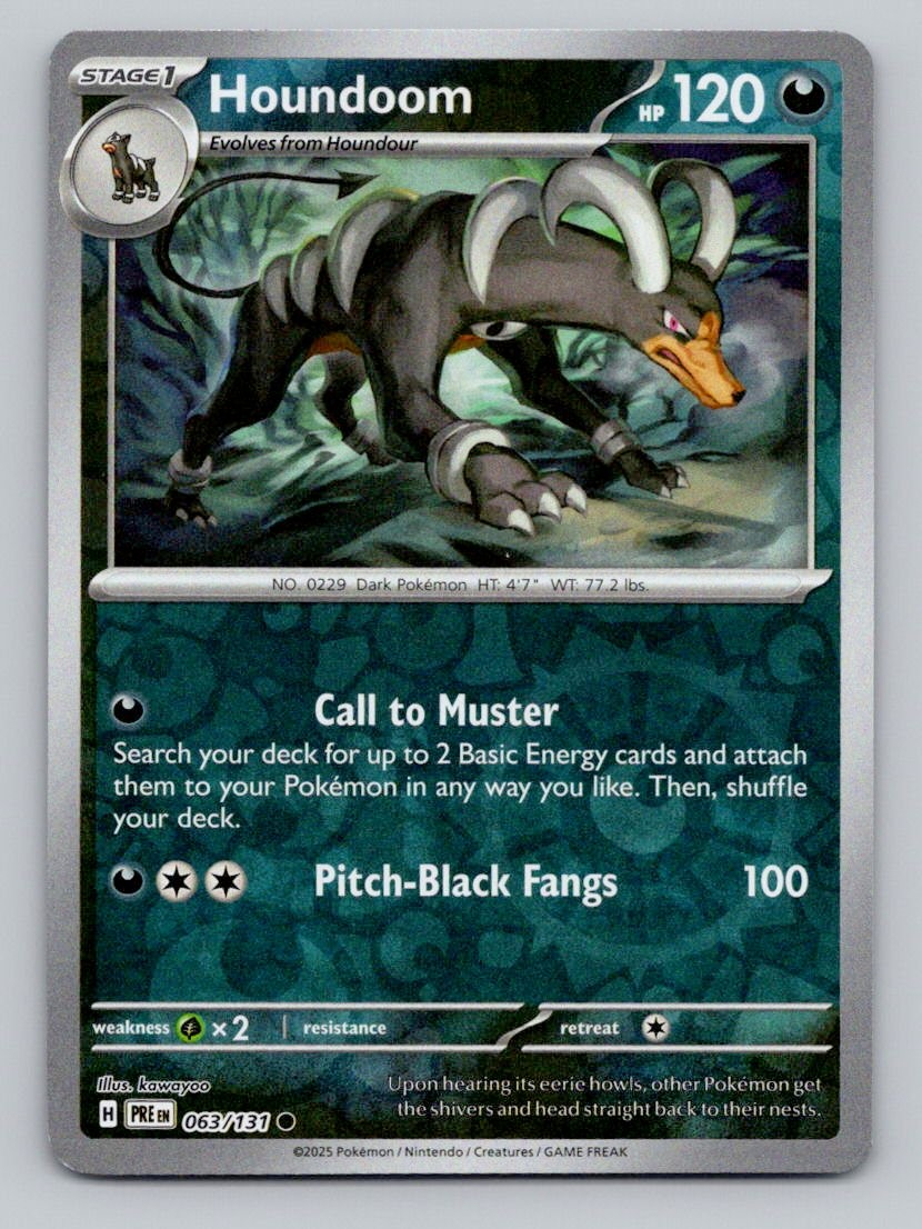 Houndoom 063/131 Common Prismatic Evolutions Pokemon Reverse Holo Near Mint