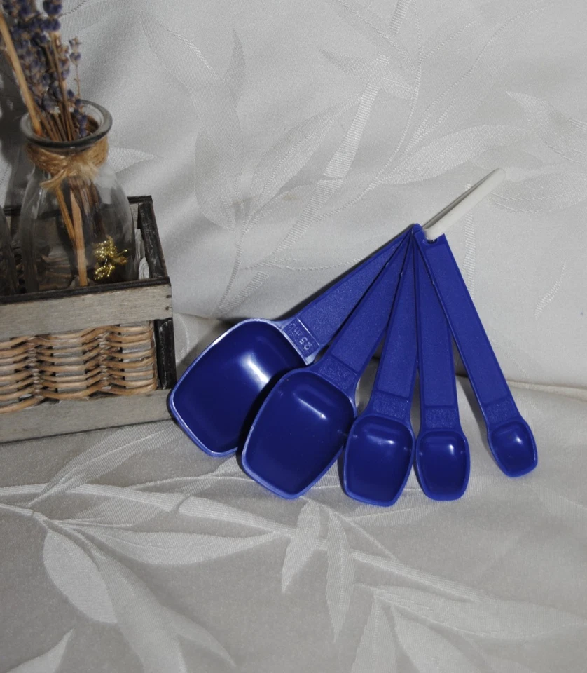 🌟Lot de 5 Cuillères Mesures TUPPERWARE Doseuses 5 Contenances Différentes Bleu - Photo 4/4