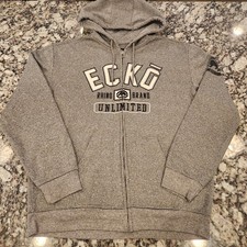 Ecko Unltd Dark Gray Graphic Rhino Streetwear Full Zip Hooded Jacket Mens L