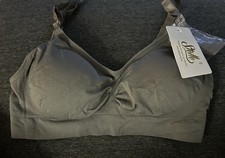 Stelle Womens Nursing Bra Size Large Gray Wireless Seamless Bralette With Pads