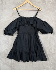 Ulla Johnson Dress Womens 8 Off Shoulder Puff Sleeve Ruffle Boho Chic