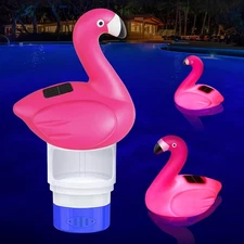 Pool Chlorines Floater, 9 in Flamingo Chlorine Floater w/Light, Solar Chlorine