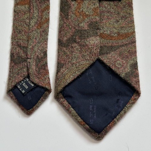 Etro Paisley Wool Tie Thick Winter Autumn Stylish Men’s Accessory - Picture 4 of 10