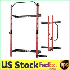   Folding Squat Rack Wall Mounted for Home Gym Garage,1000LBS,Power Pull Up Bar
