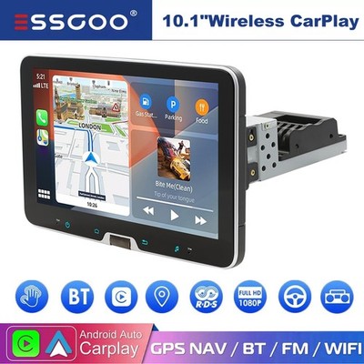 4+64GB Single 1Din Rotatable 10.1'' Android 15 Car Stereo Radio GPS Navi Wifi BT
